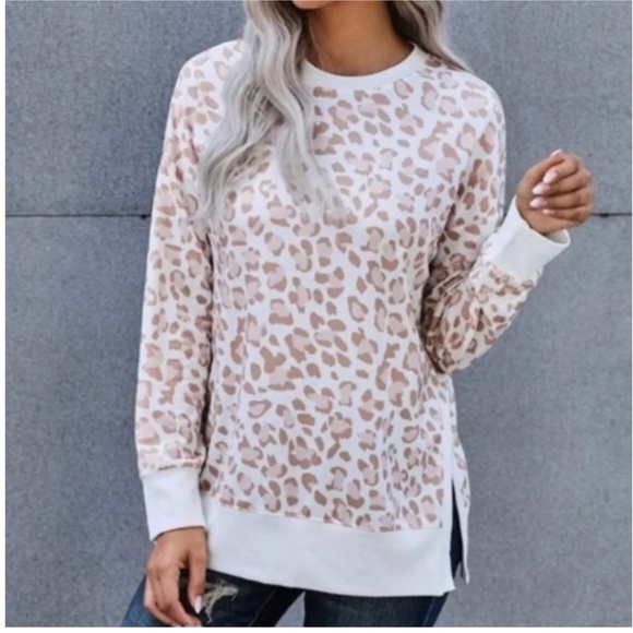 AERIE Leopard Print Oversized Fit Pullover Size XXS - Picture 4 of 7